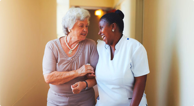 caregiver and senior woman