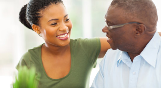 caregiver and senior man