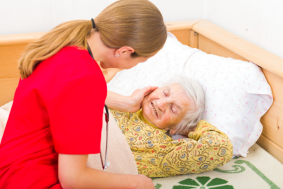 Photo of elderly women with the caregiver